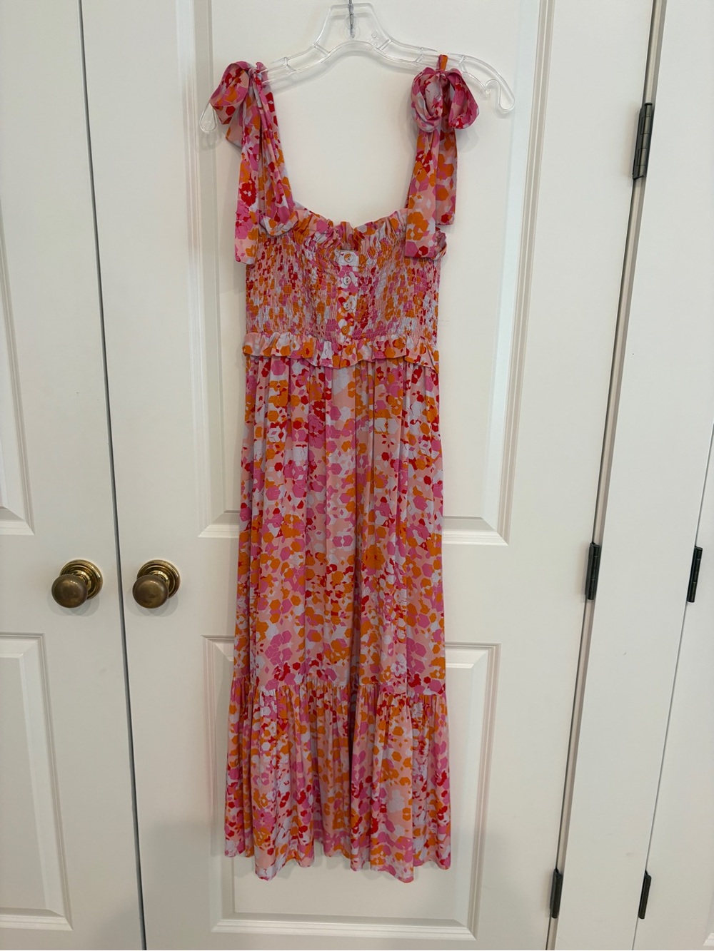Caballero Pink Floral Tie-Shoulder Maxi Dress